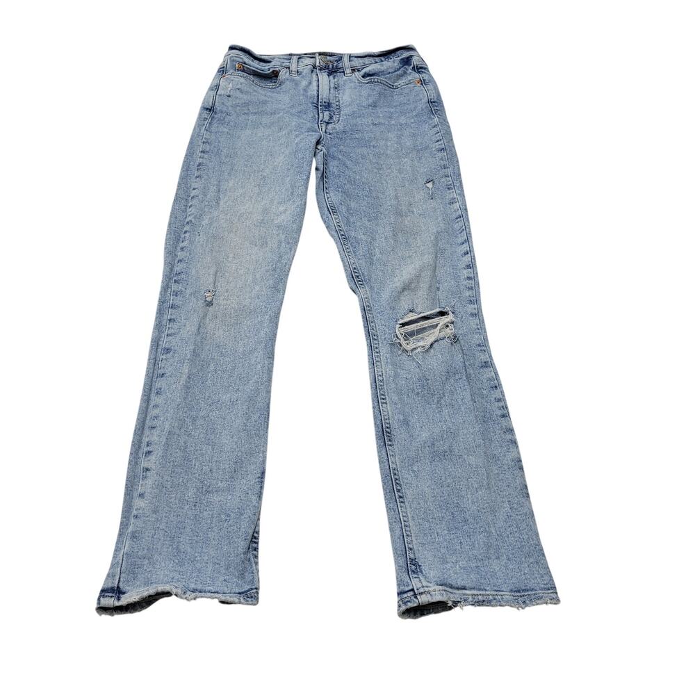 Gap high rise cigarette slim jeans light indigo wash stretch 28 6 long tall